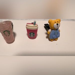Shoe charms, car vent clip, cellphone case and nail charms.